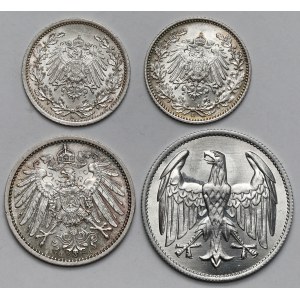 Germany, 1/2 - 3 marks 1914-1922 - beautiful - set (4pcs)