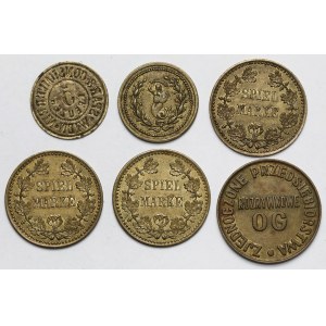 Game tokens, spielmarks, savings bank - set (6pcs)