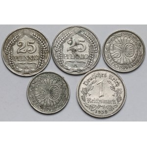 Germany, 25 fenig - 1 mark 1910-1939 - set (5pcs)