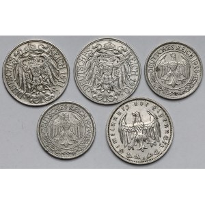 Germany, 25 fenig - 1 mark 1910-1939 - set (5pcs)