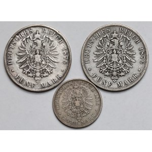 Niemcy, 2 i 5 marek 1876 - zestaw (3szt)