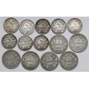 Germania, 1/2 e 1 marco 1874-1917 - set (14 pz)