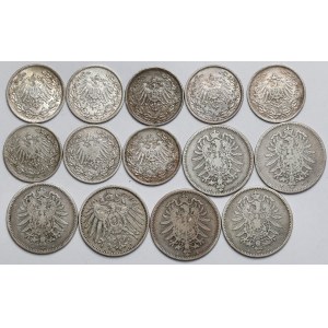 Germania, 1/2 e 1 marco 1874-1917 - set (14 pz)