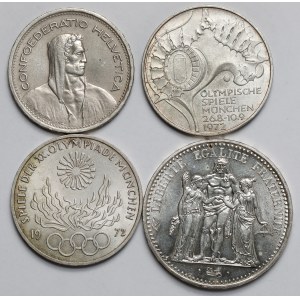 Francja, Niemcy, Szwajcaria SREBRO zestaw (4szt)