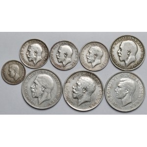 Wielka Brytania, od 6 pensów do 1/2 korony - zestaw (9szt)