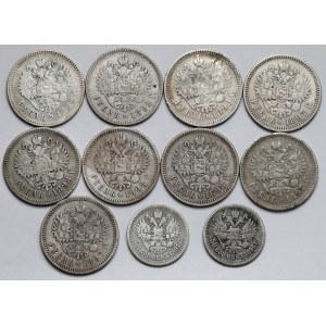 Rosja, 50 kopiejek i 1 rubel 1892-1899 - zestaw (11szt)