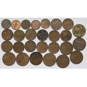 1-5 groszy 1923-1938 - w tym 5 groszy 1934 - zestaw (27szt)