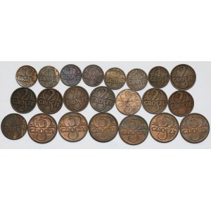 1, 2 i 5 groszy 1923-1939 - zestaw (22szt)