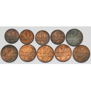 1 i 2 groszy 1937-1939 - zestaw (10szt)