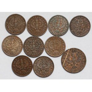 1 i 2 grosze 1925-1937 - zestaw (10szt)