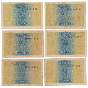 1/2 mkp 1916 Generał - zestaw (6szt)