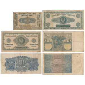 Ensemble de billets de banque polonais 1916-1946 (6pc) - dont 10 zloty 1926
