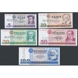 MUSTER, Niemcy, 5 - 100 Mark 1971-1975 - zestaw (5szt)
