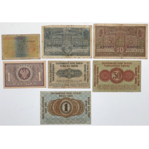Zestaw banknotów Generał 1916, 1 mkp Maj 1919 i -Ost Poznań (7szt)
