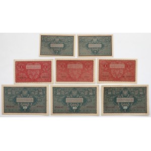 1/2, 1 i 10 mkp 1919-1920 - zestaw (8szt)