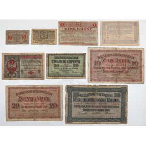 Set of Polish banknotes 1916-1920 (9pcs)