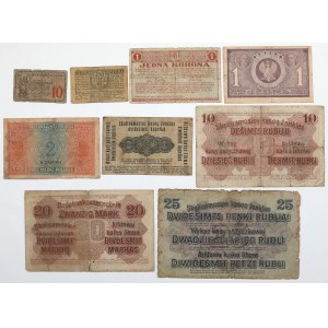 Set of Polish banknotes 1916-1920 (9pcs)