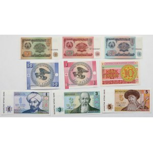 Kazakhstan, Kyrgyzstan, Tajikistan - set of banknotes (9pcs)