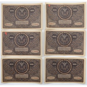 1.000 mkp 1919 Sierpień - III Serja P - kolejne numery (6szt)