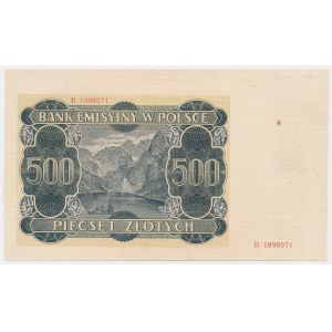 500 złotych 1940 - B - awers bez druku głównego
