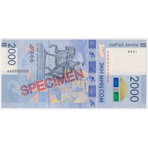 Kirgistan, 2.000 Som 2017 SPECIMEN - w oryginalnym folderze emisyjnym