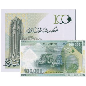 Lebanon, Test Banknote 100,000 Livres - in original issue folder