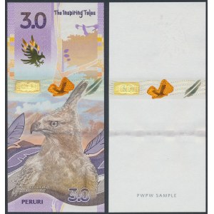 Indonezja, Banknot testowy PWPW`s Substrate PERURI 3.0 - w folderze + samo podłoże