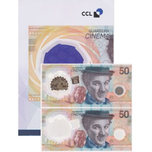 PWPW 50 Chaplin - Versionen mit Chaplin im Fenster, Serie AA und DD (2 Stk.), in Mappe
