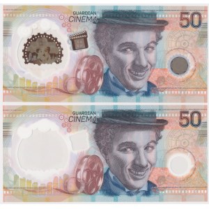PWPW 50 Chaplin - Versionen mit Chaplin im Fenster, Serie AA und DD (2 Stk.), in Mappe