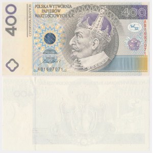 PWPW 400 zloty 1996 - parka in folder with LETTER from PWPW