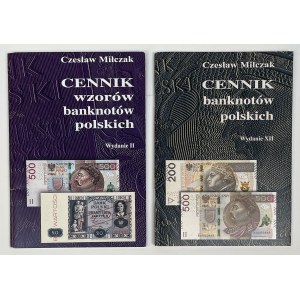 Cennik banknotów i wzorów banknotów polskich, C. Miłczak, Wydania II i XII, 2018 r. (2szt)