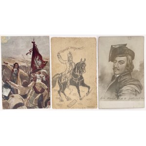 Patriotic postcards - including one drawn (3pcs)