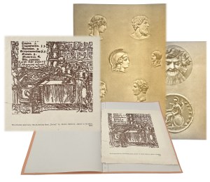 Reprodukcja drzeworytu Krakowskiej apteki 1534 i karty ze znakami wodnymi Cartiere Miliani Fabriano