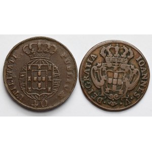 Portugalsko, bronzové mince 1737-1824 - sada (2ks)
