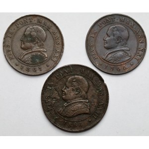 Vatican, Pius IX, 2-4 soldi / 10-20 centesimi 1866-1868 - set (3pcs)