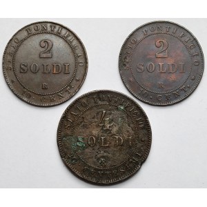 Vatican, Pius IX, 2-4 soldi / 10-20 centesimi 1866-1868 - set (3pcs)