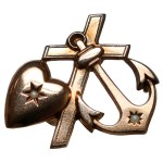 National Mourning (?) Patriotic Brooch - Symbols - Faith, Hope and Love - in gold (?).