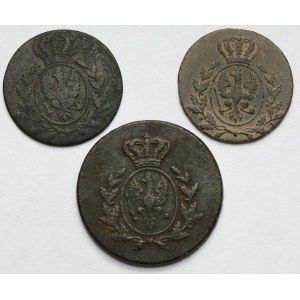 Wielkie Księstwo Poznańskie, 1 i 3 grosze 1816 - zestaw (3szt)