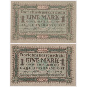 Kaunas, 1 mark 1918 - A - color variations (2pcs)