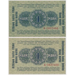 Kaunas, 1 mark 1918 - A - color variations (2pcs)