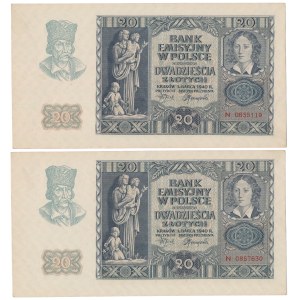 20 zl 1940 - N - set (2pcs)