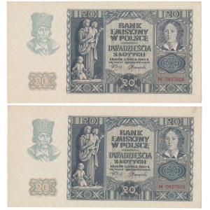 20 zl 1940 - N - set (2pcs)