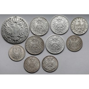 Německo / Rakousko, Stříbrné mince - sada (10 kusů)