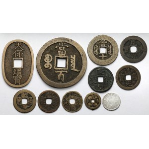Cina, monete kesh + Giappone - set (11 pezzi)