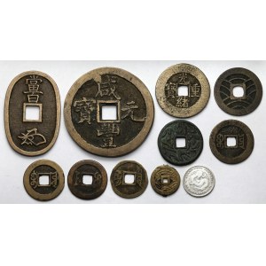 Cina, monete kesh + Giappone - set (11 pezzi)