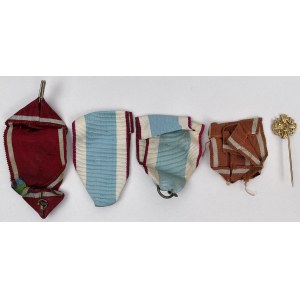 Second Republic / People's Republic of Poland, Order ribbons and badge - including for the Cross of Merit for Bravery - set (5pcs)