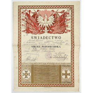 Dyplom, Szkoła Podoficerska 6. Pułku Artylerii Ciężkiej - Lwów 1936