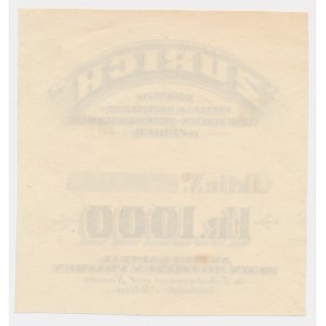 Schweiz, Aktiengesellschaft in Zürich, 1000 Franken - Unvollendeter Proof