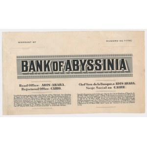 Äthiopien, Bank von Abessinien - Unvollendeter Nachweis