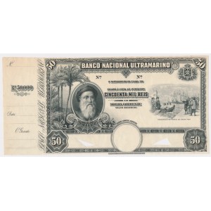 Mozambico, Banco Nacional Ultramarino, 50.000 reis - Prova non completata